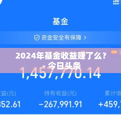 2024年基金收益赚了么？ - 今日头条