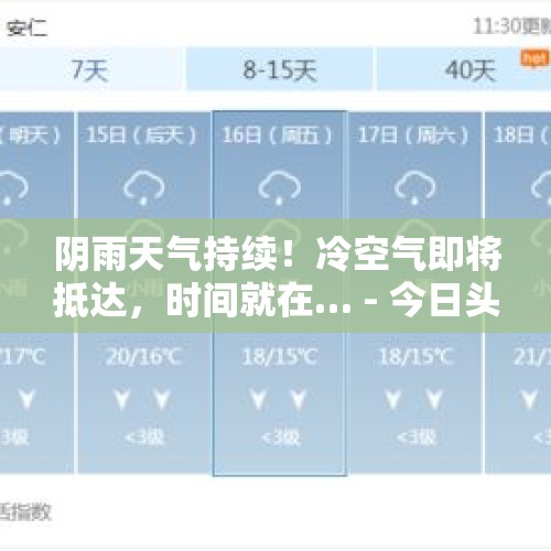 阴雨天气持续！冷空气即将抵达，时间就在… - 今日头条