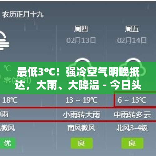 最低3℃！强冷空气明晚抵达，大雨、大降温 - 今日头条