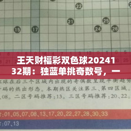 王天财福彩双色球2024132期：独蓝单挑奇数号，一码看好05 - 今日头条