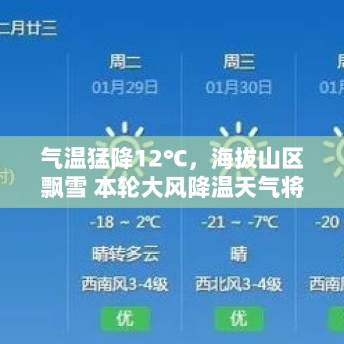 气温猛降12℃，海拔山区飘雪 本轮大风降温天气将持续到19日 - 今日头条