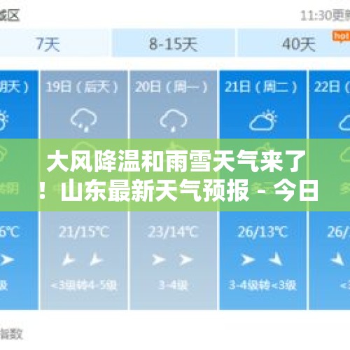 大风降温和雨雪天气来了！山东最新天气预报 - 今日头条