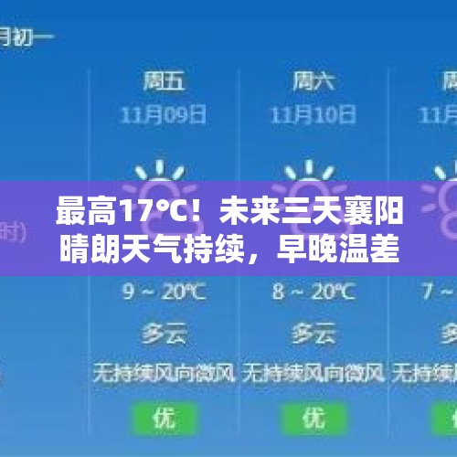 最高17℃！未来三天襄阳晴朗天气持续，早晚温差大 - 今日头条