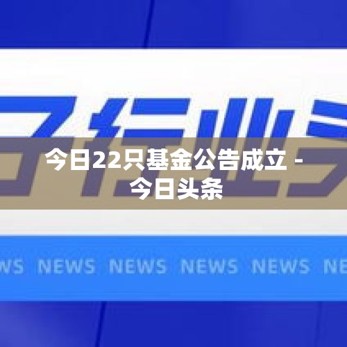 今日22只基金公告成立 - 今日头条