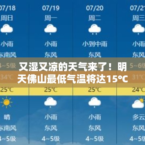 又湿又凉的天气来了！明天佛山最低气温将达15℃，下周可能还有有降雨 - 今日头条