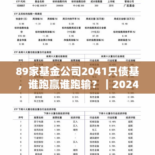 89家基金公司2041只债基，谁跑赢谁跑输？｜2024年度“金标杆” - 今日头条