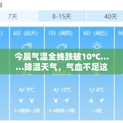 今晨气温全线跌破10℃……降温天气，气血不足这样养→丨静宝聊天室 - 今日头条