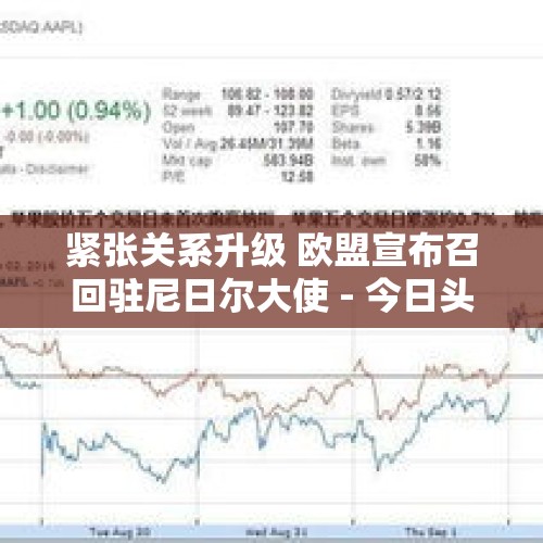 紧张关系升级 欧盟宣布召回驻尼日尔大使 - 今日头条