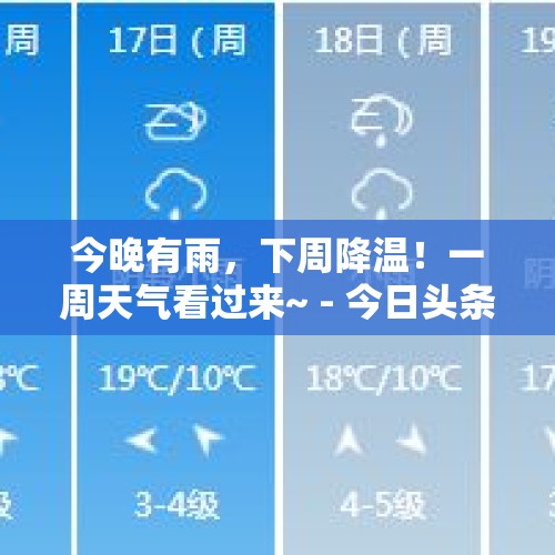 今晚有雨，下周降温！一周天气看过来~ - 今日头条