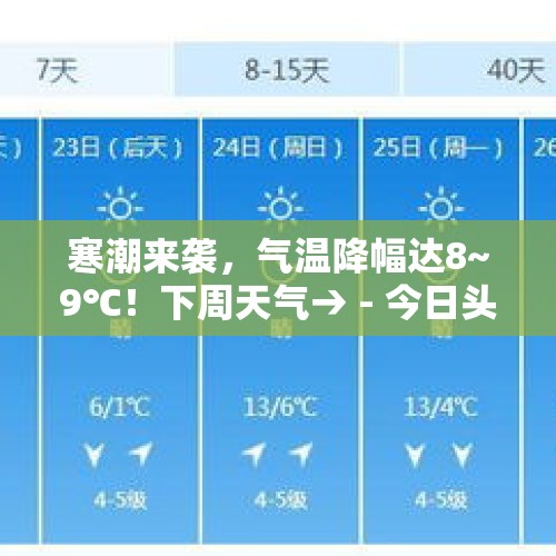 寒潮来袭，气温降幅达8~9℃！下周天气→ - 今日头条