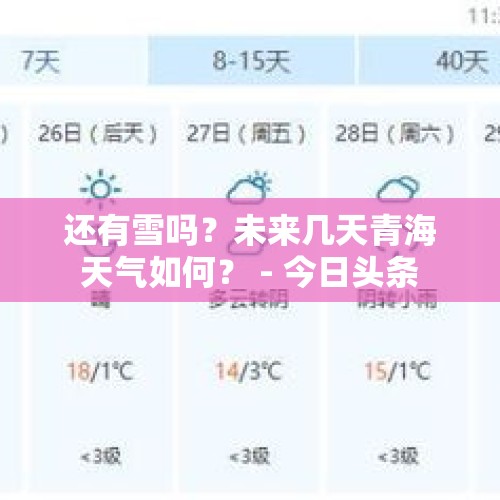 还有雪吗？未来几天青海天气如何？ - 今日头条