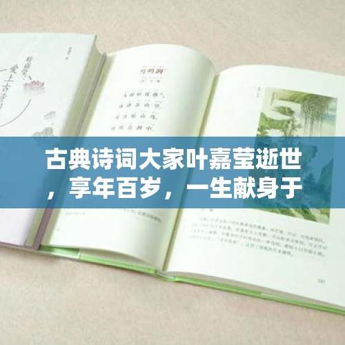 古典诗词大家叶嘉莹逝世，享年百岁，一生献身于诗词的传承与研究