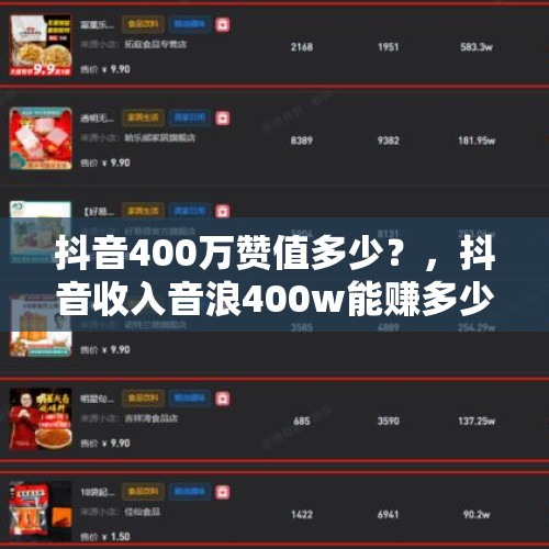 抖音400万赞值多少？，抖音收入音浪400w能赚多少？