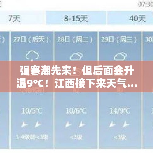 强寒潮先来！但后面会升温9℃！江西接下来天气…… - 今日头条