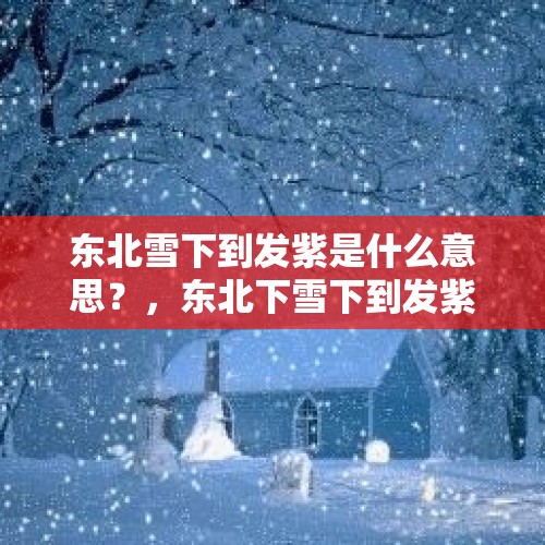 东北雪下到发紫是什么意思？，东北下雪下到发紫啥意思？