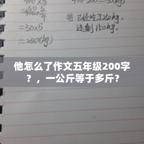 他怎么了作文五年级200字？，一公斤等于多斤？