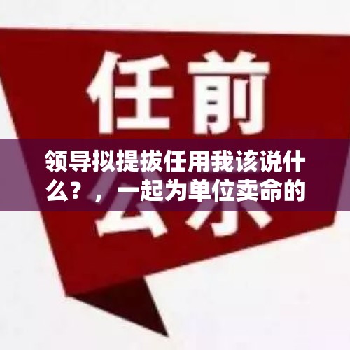 领导拟提拔任用我该说什么？，一起为单位卖命的，领导提拔了另一个，我该如何立场？