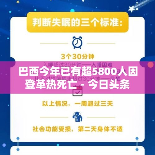 巴西今年已有超5800人因登革热死亡 - 今日头条