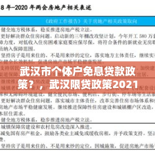 武汉市个体户免息贷款政策？，武汉限贷政策2021？