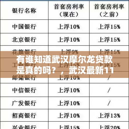 有谁知道武汉摩尔龙贷款是真的吗？，武汉最新11月房贷利率？