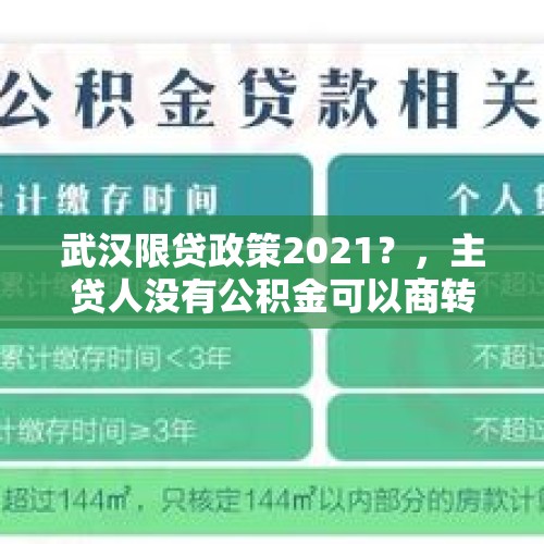 武汉限贷政策2021？，主贷人没有公积金可以商转公吗？