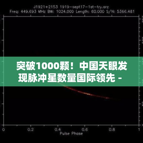 突破1000颗！中国天眼发现脉冲星数量国际领先 - 今日头条