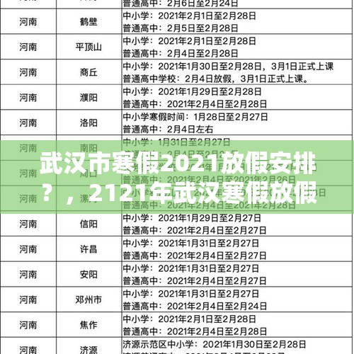 武汉市寒假2021放假安排？，2121年武汉寒假放假时间？