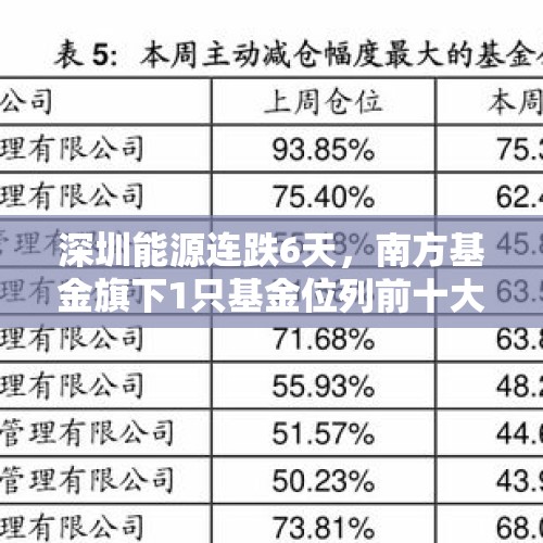 深圳能源连跌6天，南方基金旗下1只基金位列前十大股东 - 今日头条