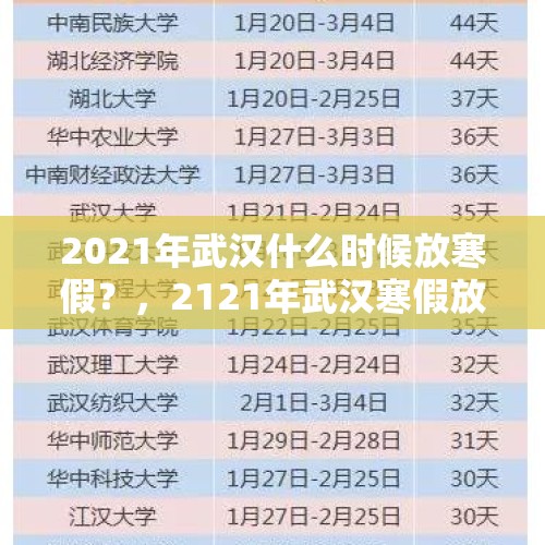 2021年武汉什么时候放寒假？，2121年武汉寒假放假时间？