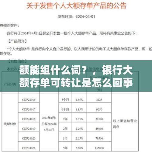 额能组什么词？，银行大额存单可转让是怎么回事？怎么转让？