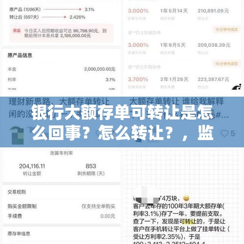 银行大额存单可转让是怎么回事？怎么转让？，监管约谈六大行，以后银行理财要怎么买？