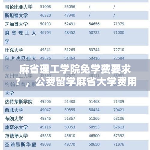 麻省理工学院免学费要求？，公费留学麻省大学费用够吗？