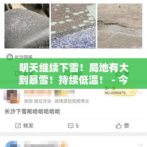 明天继续下雪！局地有大到暴雪！持续低温！ - 今日头条