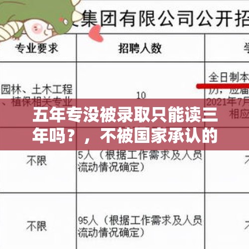 五年专没被录取只能读三年吗？，不被国家承认的学历是不是白读了？