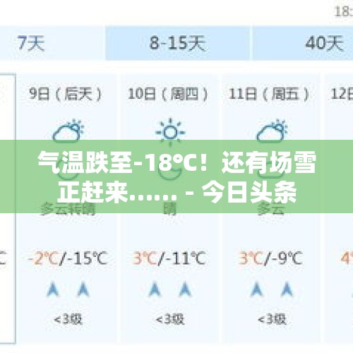 气温跌至-18℃！还有场雪正赶来…… - 今日头条