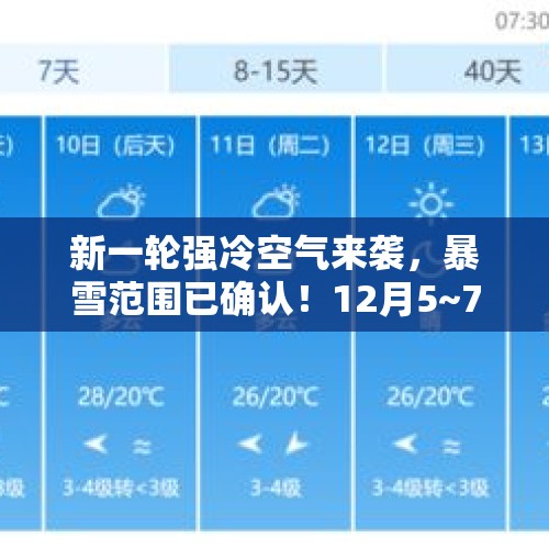 新一轮强冷空气来袭，暴雪范围已确认！12月5~7日天气，分布概况 - 今日头条