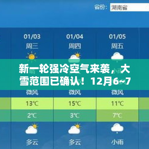 新一轮强冷空气来袭，大雪范围已确认！12月6~7日天气，分布如下 - 今日头条